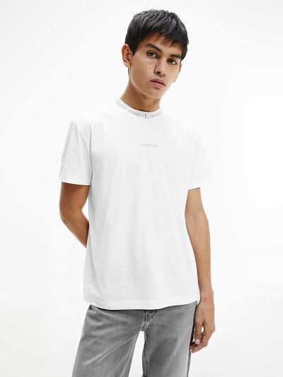 Calvin Klein Ruhák HU460498 | Calvin Klein Organic Cotton Logo Collar Férfi Póló Világos Fehér